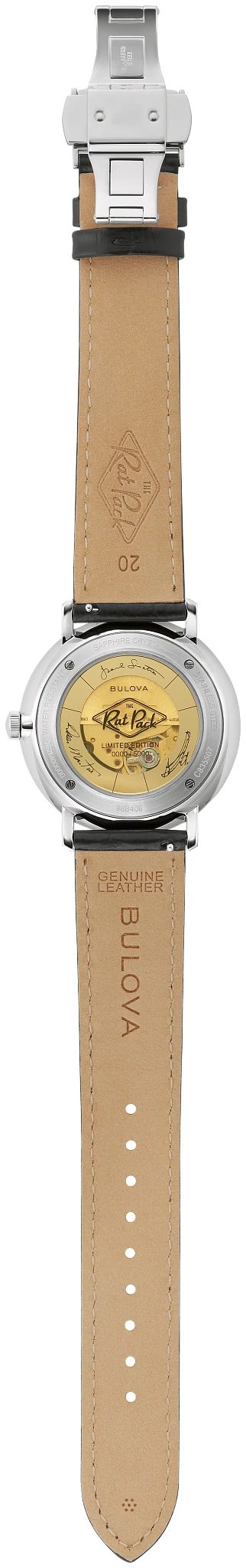 Black Dial Leather Strap Frank Sinatra Rat Pack 96B406 | Bulova
